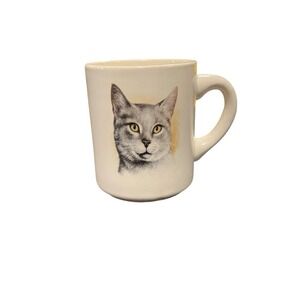 Vintage Ceramic Coffee Mug Grey Gray Tabby Cat Unmarked Schumann Arzberg Germany